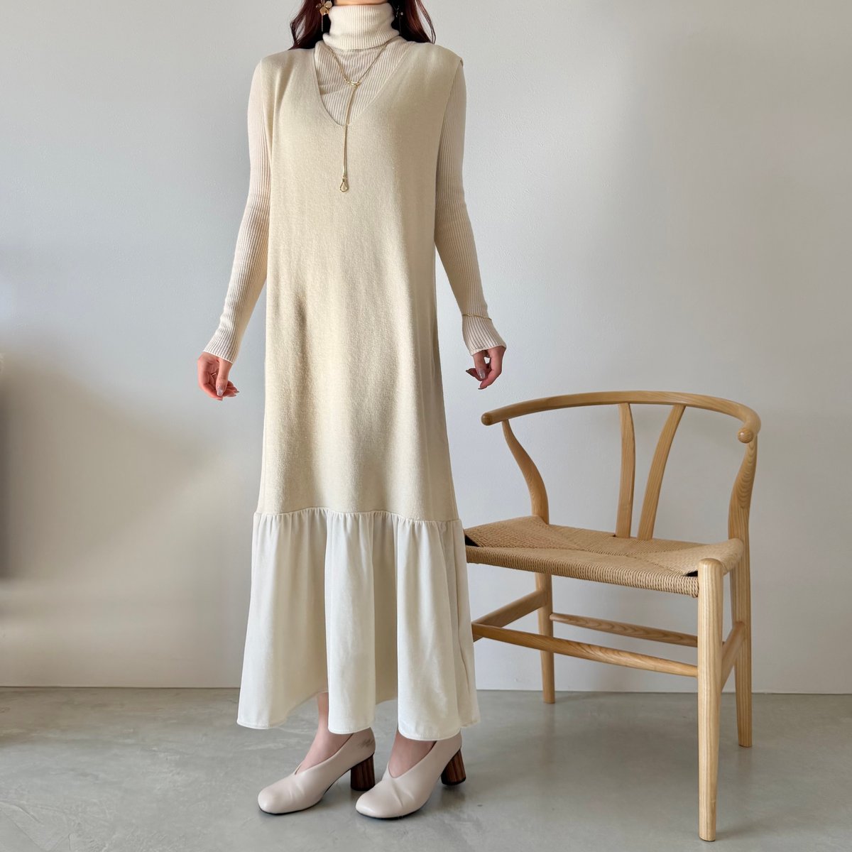 v neck tiered knit onepiece | AÉRMA boutique