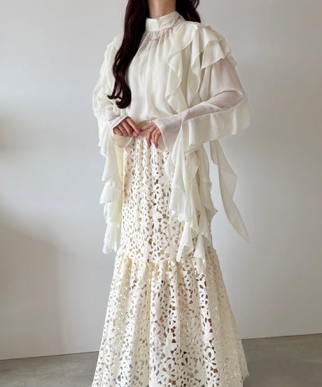 nuance sheer frill blouse