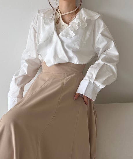 airy ruffle long blouse