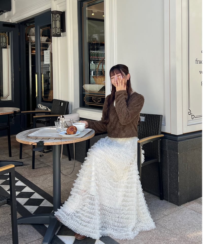 airy frill volume tulle skirt(white) | AÉRMA bo