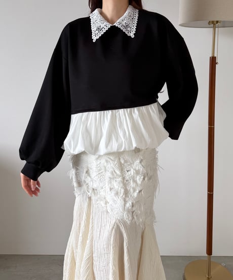 lace collar peplum balloon tops