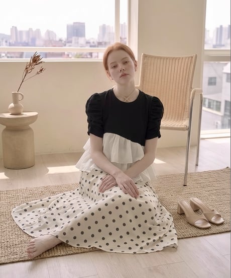 classical dot long skirt