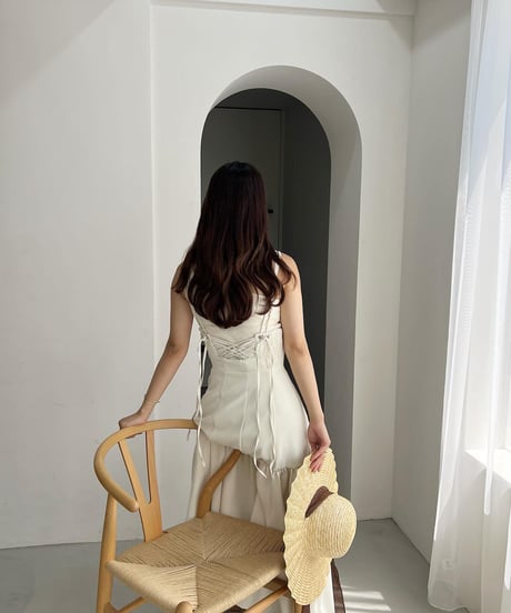 2way mermaid silhouette flare skirt (white)
