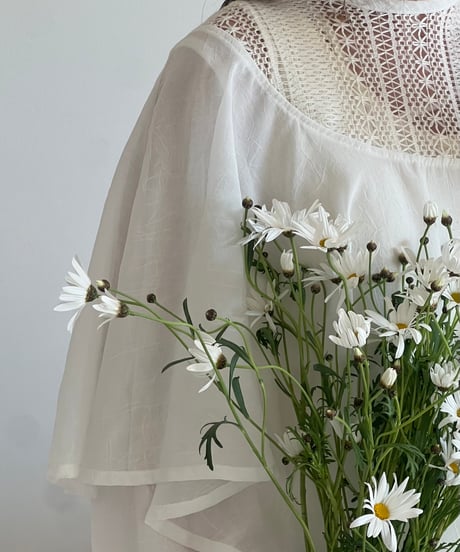 asymmetry flare sheer blouse