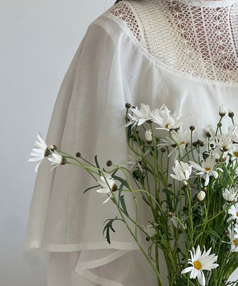 asymmetry flare sheer blouse | AÉRMA boutique