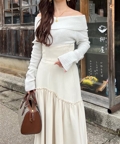 glitter rib off shoulder knit