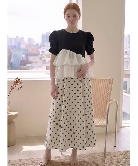 classical dot long skirt