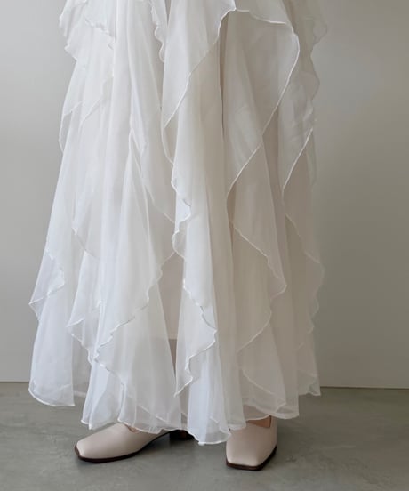 chiffon frill long skirt (3色)