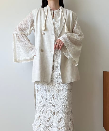 crochet layered sleeveless onepiece(2色)