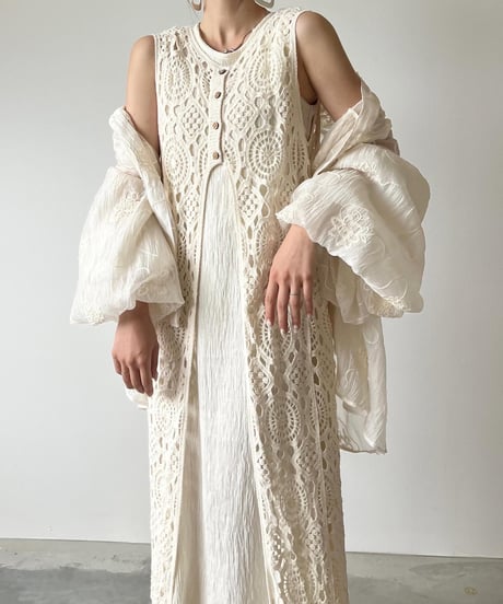 crochet open front long vest