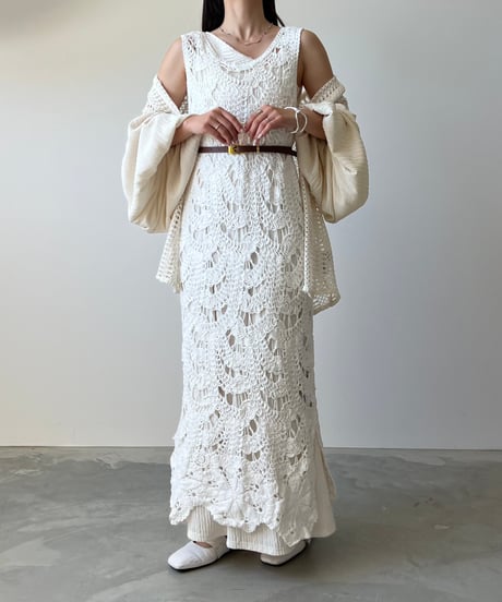 crochet layered sleeveless onepiece(2色)