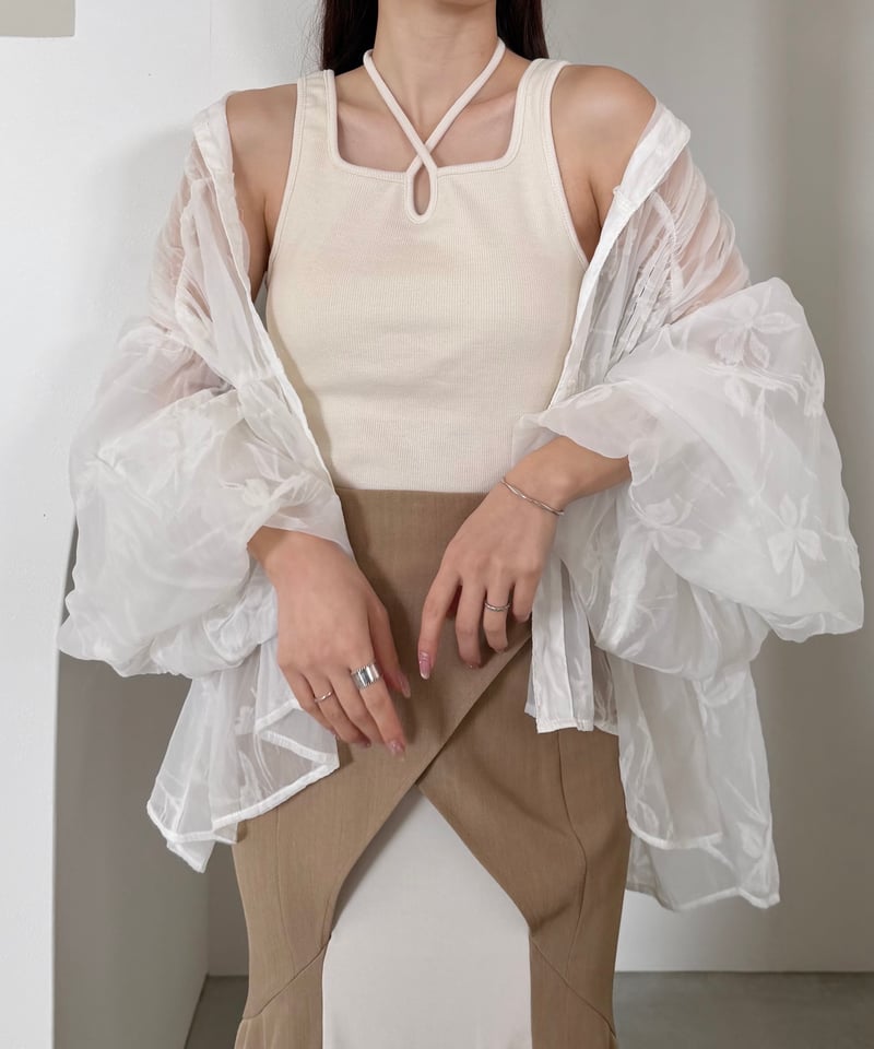 ANDMARY クロスストラップ タンクトップ ホワイト cross strap cup tank | AÉRMA boutique