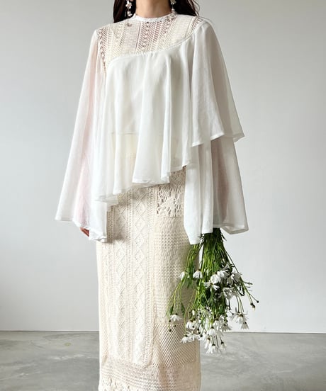 asymmetry flare sheer blouse