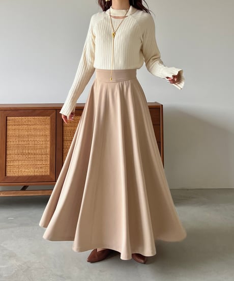 flare silhouette panel skirt(beige)