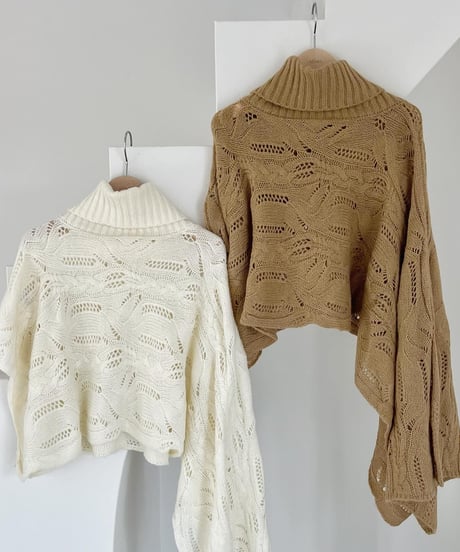 turtle neck asymmetry cape knit