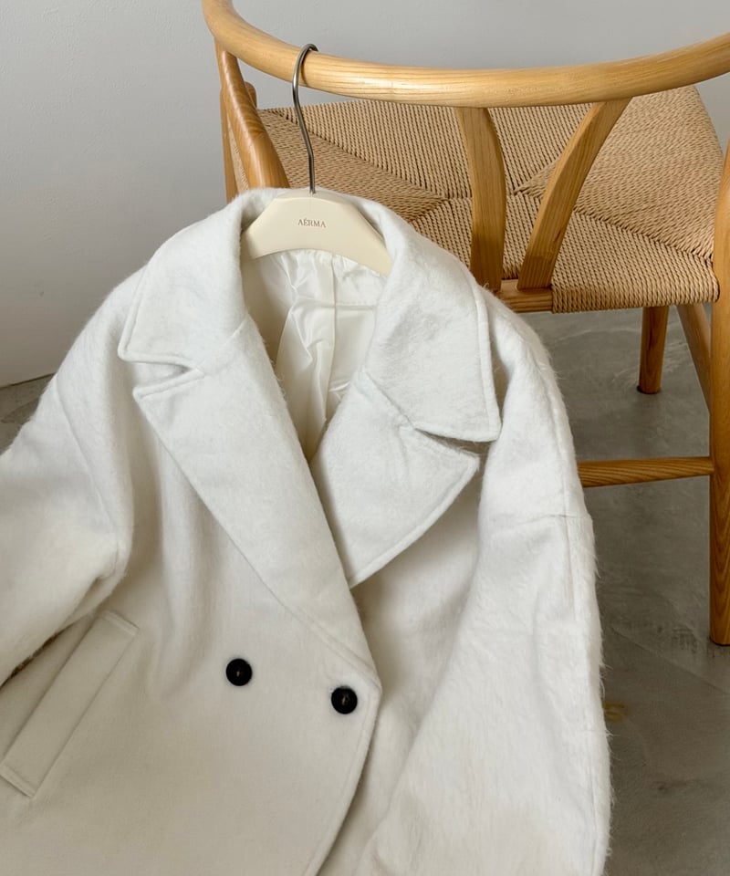 ジャケット・アウター smyeon Middle shaggy coat white Smyeon コート アウター Middle shaggy coat/ミドルシャギーコート