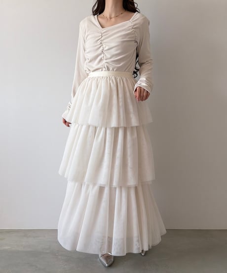 tiered tulle volume skirt