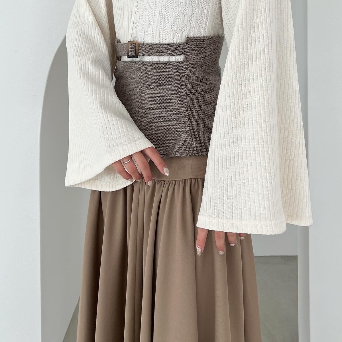 layered design belt skirt | AÉRMA boutique