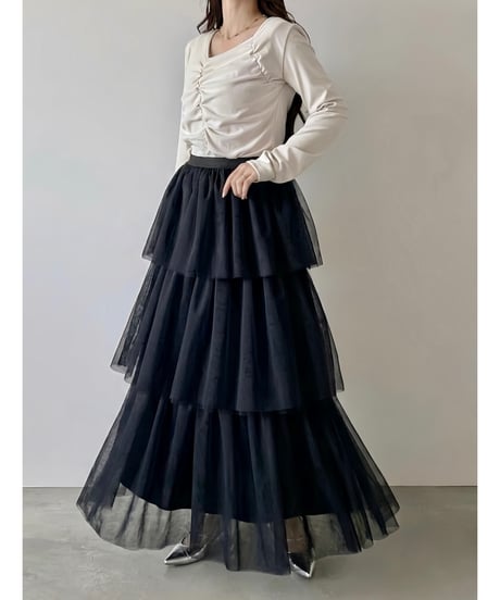 tiered tulle volume skirt