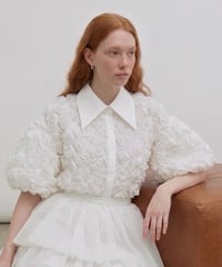 flower motif volume blouse