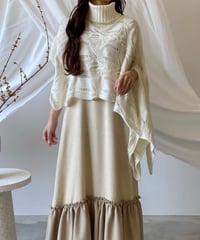 turtle neck asymmetry cape knit