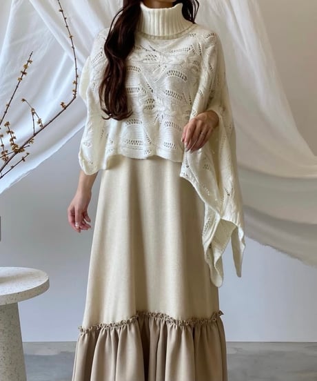 turtle neck asymmetry cape knit