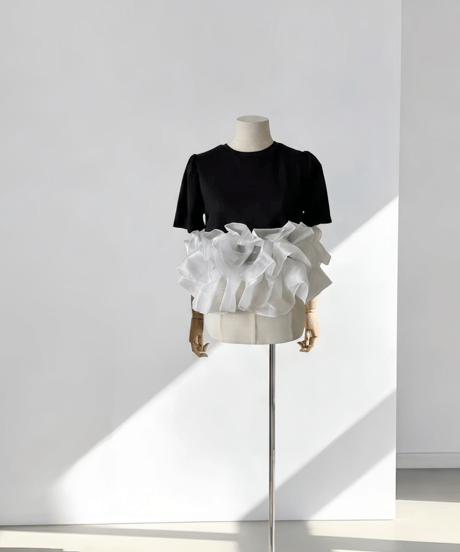 volume sheer frill tops