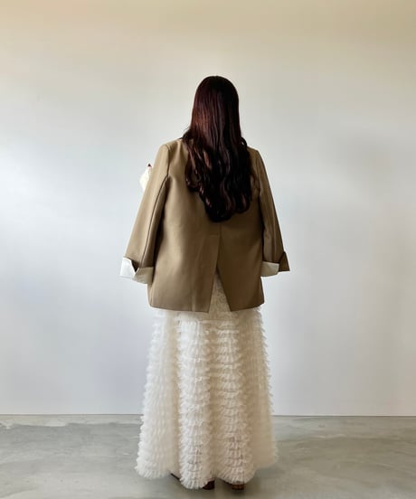 airy frill volume tulle skirt(white)