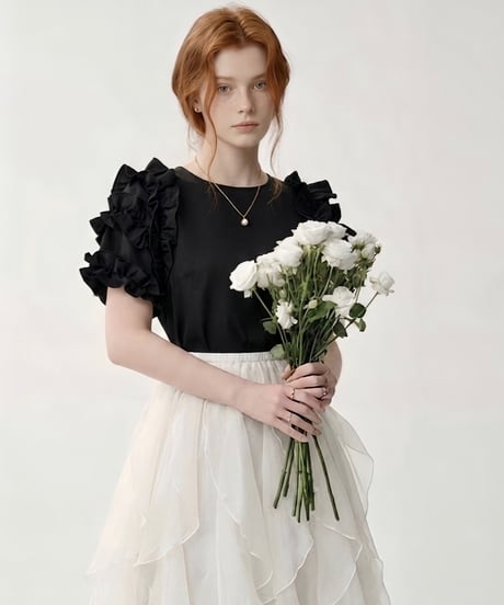 frill sleeve airy tops(3色)