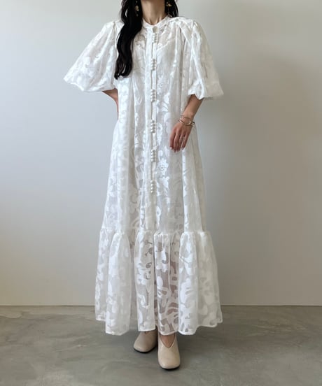 flower lace volume sleeve onepiece
