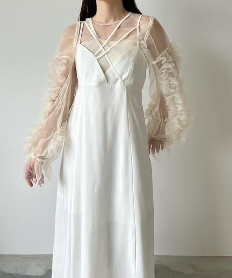 sheer gather volume blouse