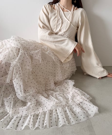 dot tulle tiered skirt