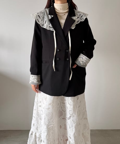 classic lace accent double jacket