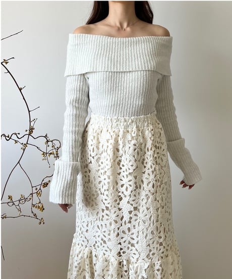 glitter rib off shoulder knit