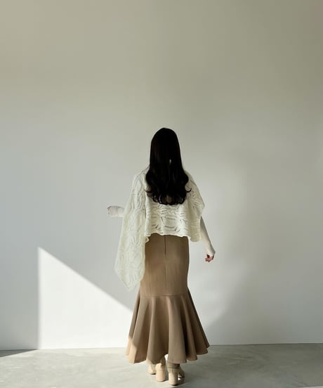 turtle neck asymmetry cape knit