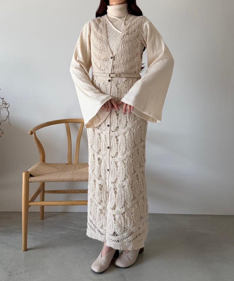 crochet race long vest | AÉRMA boutique