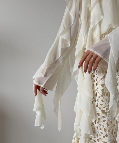 nuance sheer frill blouse