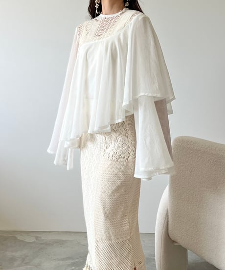 asymmetry flare sheer blouse
