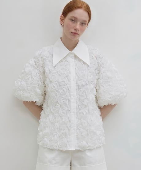 flower motif volume blouse