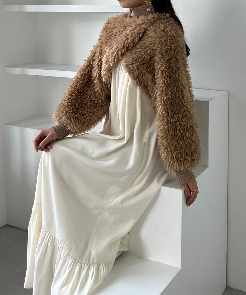 poodle fur volume short lib knit (brown) | AÉRM