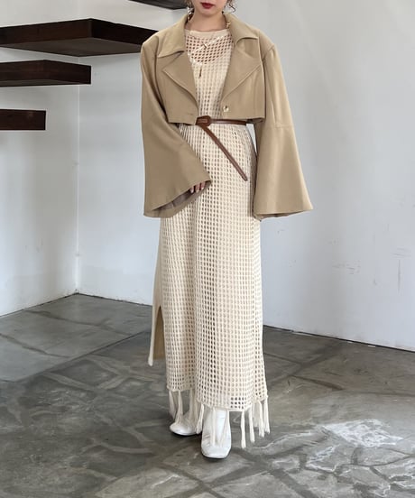 flare sleeve short jacket (brown)