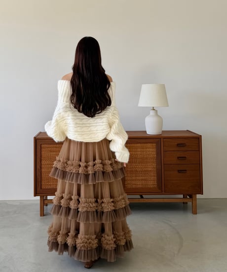 volume tulle gather skirt