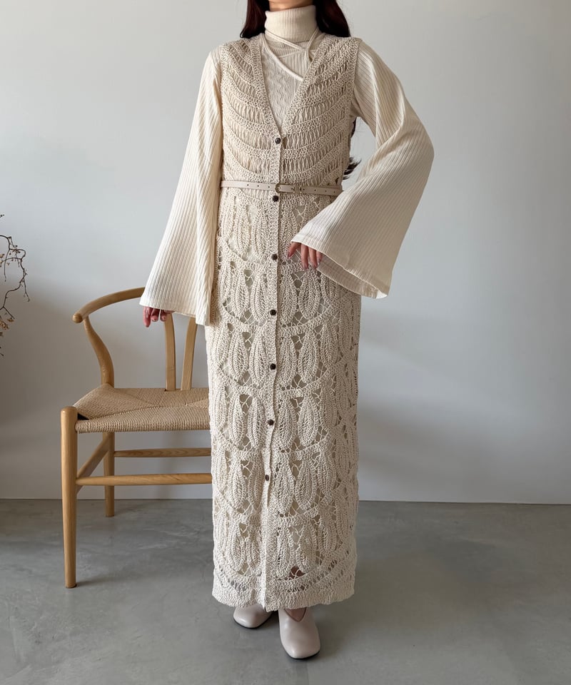 crochet race long vest | AÉRMA boutique