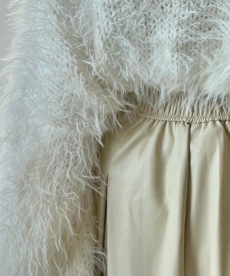 flare leather skirt(ivory / brown)