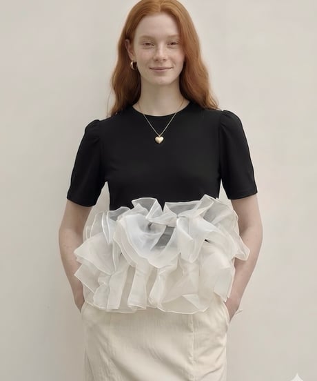 volume sheer frill tops