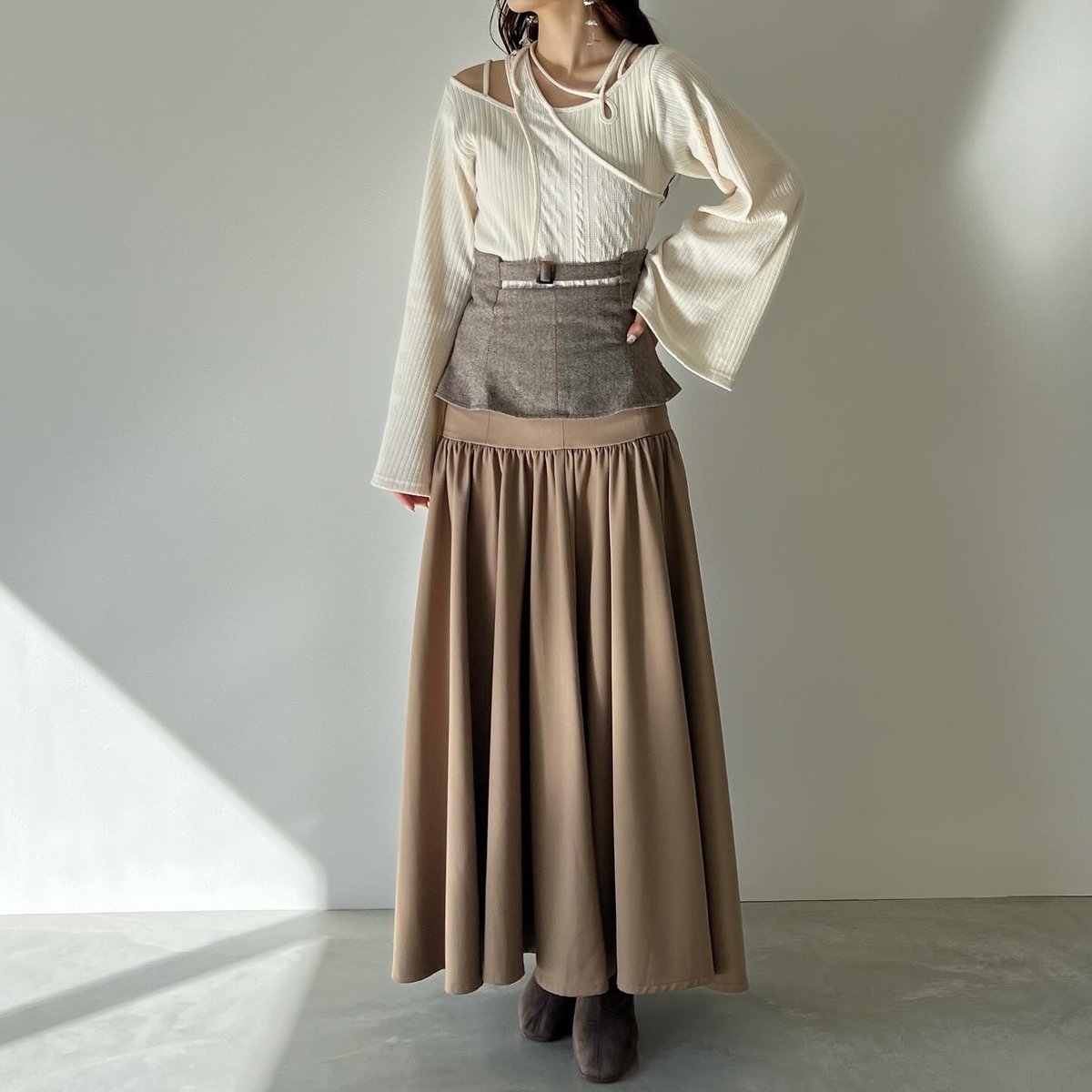 layered design belt skirt | AÉRMA boutique