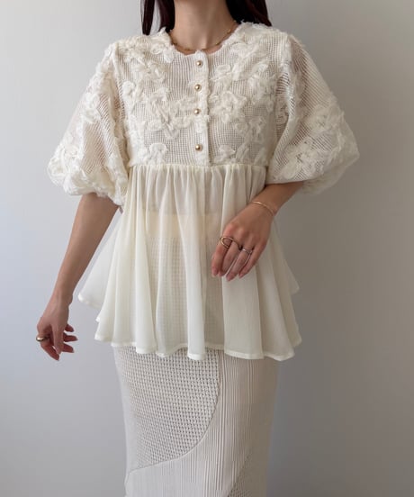 【再入荷】2way embroidery peplum tops