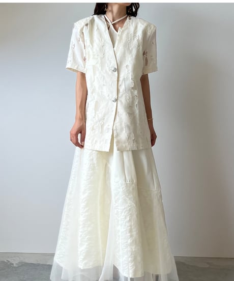 cut jacquard sheer jacket