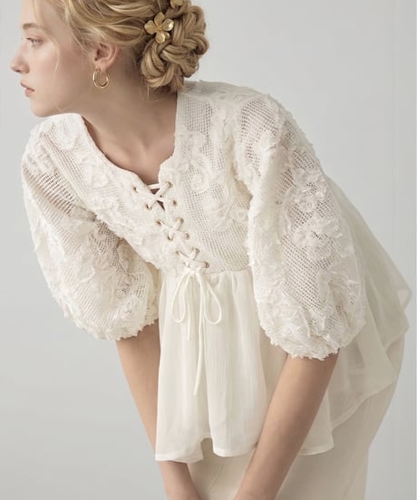 aerma tulle gather cardigan エリマブティック volume tulle gather cardigan | AÉRMA boutique