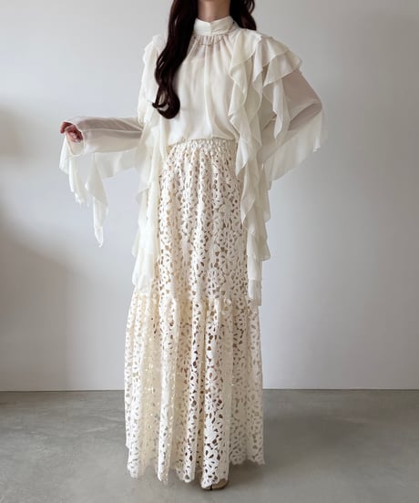 nuance sheer frill blouse